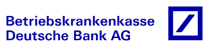 Logo der Krankenkasse bzw. Krankenversicherung BKK Deutsche Bank AG mit blauen Schriftzug.