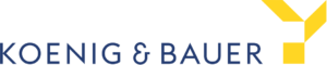 Logo der Krankenkasse bzw. Krankenversicherung König & Bauer BKK mit blauem Schriftzug und weiß-gelben Logo.