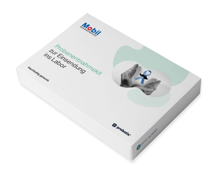 Verpackung eines Probatix Probenentnahmekits zur Einsendung ins Labor