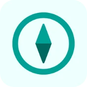 Logo des DiGA Anbieters Selfapy. Bläulicher Hintergrund mit einem türkisenen Logo in der Mitte, welches einen Kreis und im Inneren davon ein weiteres Symbol zeigt.