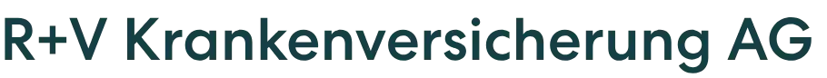 Logo der Krankenkasse bzw. Krankenversicherung R+V mit grünen Schriftzug als Logo.