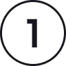 Symbol das die Zahl 1 zeigt, welche mit einem dünnen Kreis umrandet ist.